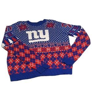 NY Giants NFL Blue & Red Ugly Christmas Sweater L